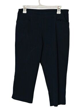 Time And Tru Womens L Crop Pants Black Stretch Pull-On Pockets Everyday Skimmer